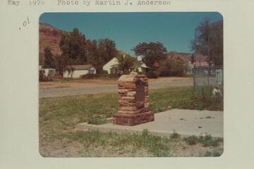 Monument in Kanab marking the north end of the Powell baseline