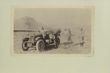 "Our first view of the San Juan River."  The Zahn party en route from Kayenta to the Zahn Mine on the San Juan River