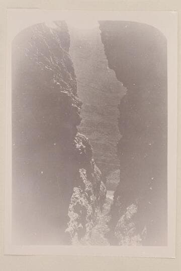 "Views on the Green River", Canon of Lodore Series.  Winnie's Grotto looking out