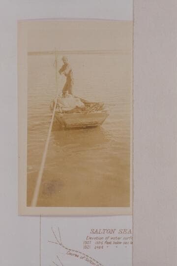 Pulling through the liquid mud of Salton Sea by rope.  Neither oars nor poles will move a boat in this medium