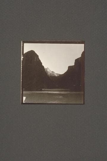 Side Canyon on left bank opposite Separation Canyon.  The water is now the upper end of Lake Mead.  The small sandy beach is approximately the location of the camp of the Powell party before the Separation of 1869, Aug