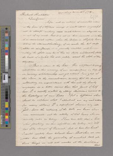 Barnard, Mary. Letter to Richard Shackleton