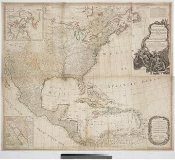 A New Map of North America, With the West Indies Islands divided according to the Preliminary Articles of Peace, Signed at Versailles, 20, Jan. 1783. Wherein are particularly Distinguished The United States and the Several Provinces, Governments, &ca Which Compose the British Dominions, Laid down according to the Latest Surveys, and Corrected from the Original Materials, of Governr. Pownall, Membr. of Parliament