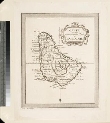 Carta esutta rappresentante l'Isola di Barbados
