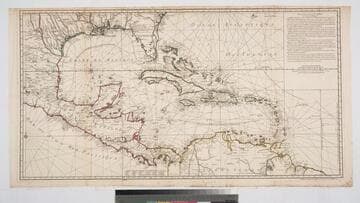 Carte d'une partie de l'Amerique pour la navigation des isles et du Golfe du Mexique avec l'interieur des Terres depuis la Bermuda jusqu'a Cayenne Partie Meridional