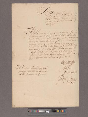 Great Britain. Commissioners of Public Accounts. Precept to William Blathwayt