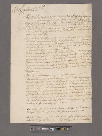Bridge, Sir Tobias. Letter to the Governor of Barbados: Christopher Codrington (Deputy)