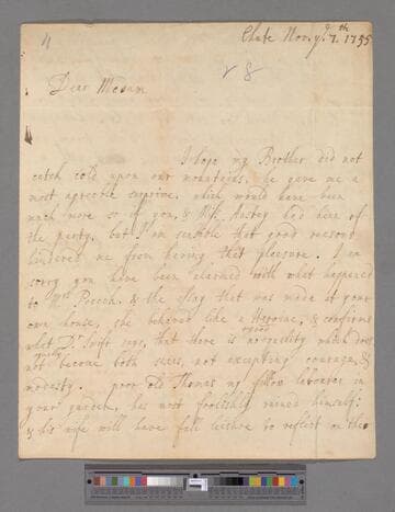 Medows, Jemima (Montague), Lady. Letter to Elizabeth (Robinson) Montagu