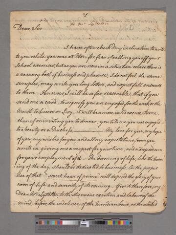 Montagu, Elizabeth (Robinson). Letter to Thomas Lyttleton, 2nd Baron Lyttleton of Frankley