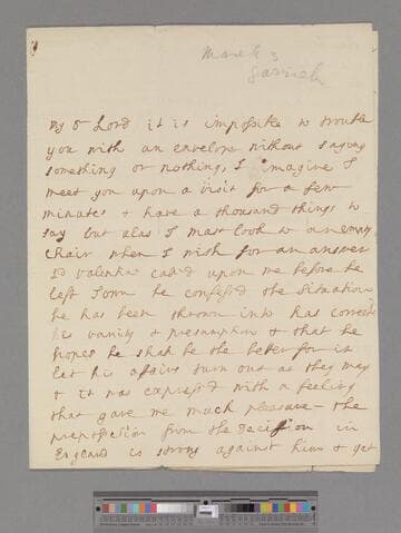 Vesey, Elizabeth (Vesey) Handcock. Letter to George Lyttelton, 1st Baron Lyttelton of Frankley