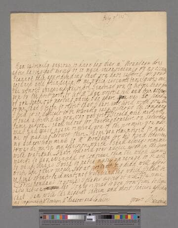 Montagu, Dorothy (Fane), Countess of Sandwich. Letter to Elizabeth (Robinson) Montagu