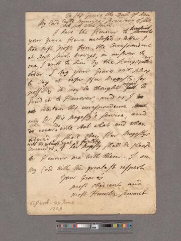 Copies of 3 letters to Thomas Pelham-Holles, 4th Duke of Newcastle, and Charles Townshend, 2nd Viscount Townshend