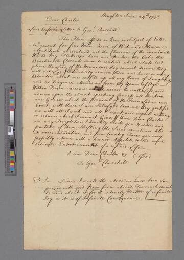 Walpole, Sir Robert, 1st Earl of Orford. Letter to Charles Churchill