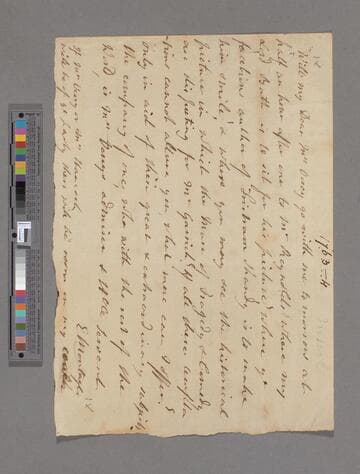 Montagu, Elizabeth (Robinson). Letter to Elizabeth (Vesey) Handcock Vesey