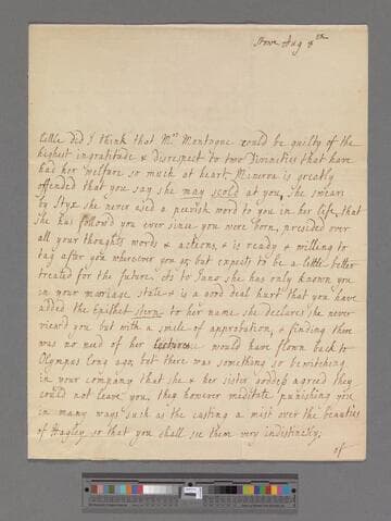 Grenville-Temple, Anna (Chambers), Countess Temple. Letter to Elizabeth (Robinson) Montagu