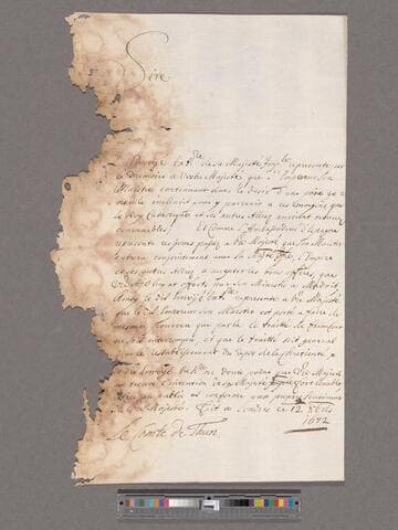 Thun, Franz Sigmund, Graf von. Letter to Charles II, King of England