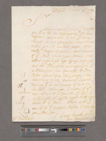 Meredith, Edward. Letter to William Blathwayt