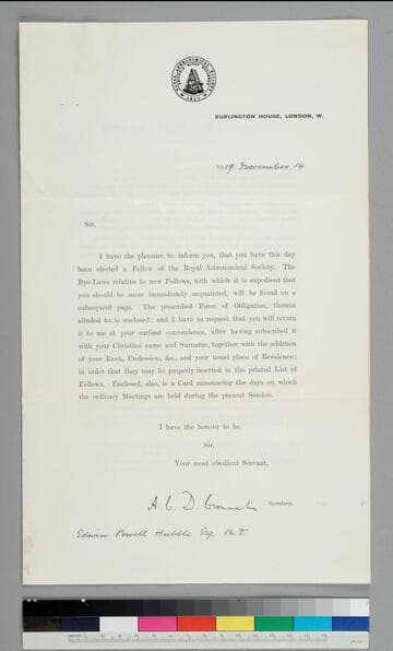 The Royal Astronomical Society writes to EPH