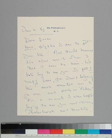 Writer Hugh Walpole, writes to GBH, thanking her for her letter