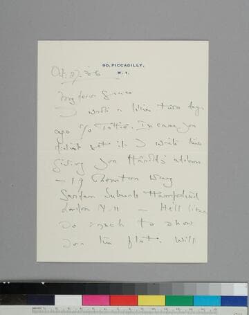 Writer Hugh Walpole, writes to GBH