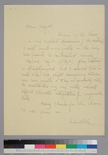 EPH writes to astronomy graduate student Nicholas Mayall