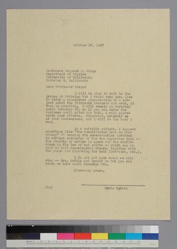 EPH writes to Raymond Birge of the University of California