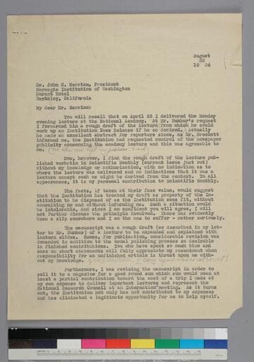 EPH writes to John Merriam