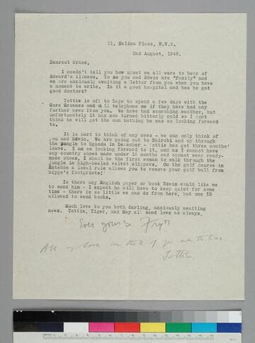 Writer Fryniwyd Tennyson (Jesse) Harwood writes to her friend Grace Hubble