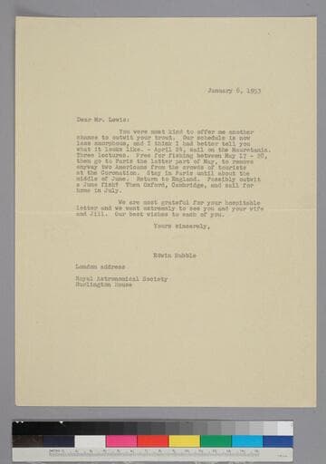 EPH writes to Mr. Lewis