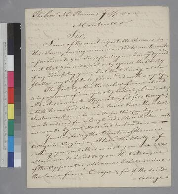 Francis Tornquist, Boston, letter to Thomas Jefferson, Monticello