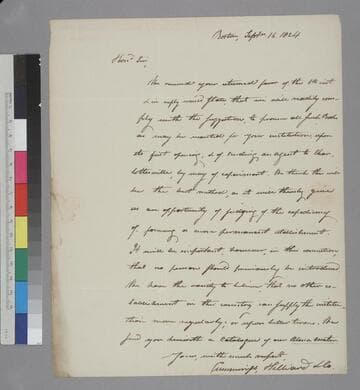 Cummings, Hilliard & Co., Boston, letter to Thomas Jefferson