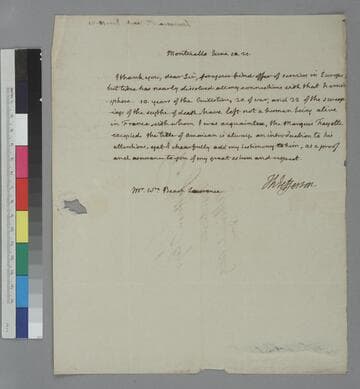 Thomas Jefferson, Monticello, letter to William Beach Lawrence