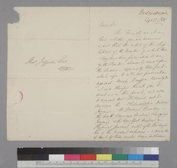 Robley Dunglison letter to Thomas Jefferson