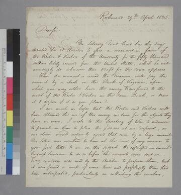 James Pleasants, Richmond, letter to Thomas Jefferson