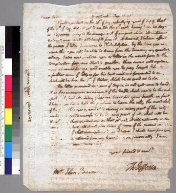 Thomas Jefferson, Monticello, letter to John Barnes