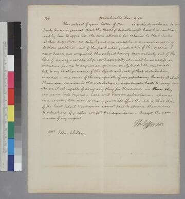 Thomas Jefferson, Monticello, letter to John Wilson