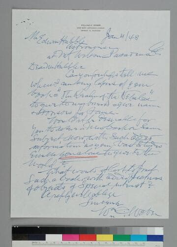 William Weber writes to EPH