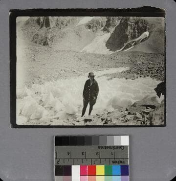 Grace Burke Hubble standing by snow at Mount Dana, California