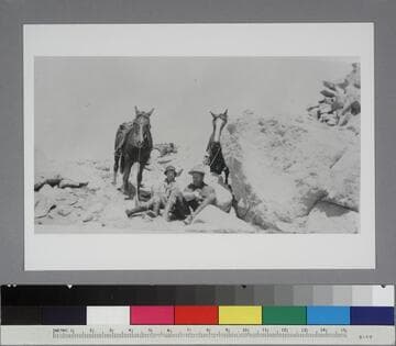Edwin Powell Hubble and Grace Burke Hubble and horses resting at Colby Pass in the High Sierras of California