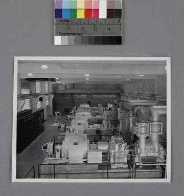 Machinery, or measuring instruments, inside a room at the U.S. Army Ballistic Laboratory