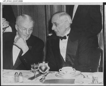 Harry Chandler chats with Arthur M. Hyde at the California Club
