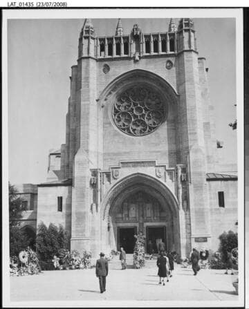 Harry Chandler funeral - front view of First Congregational Church