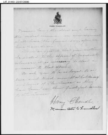 Harry Chandler & Marian Otis Chandler's "To our children" letter (page 3 of 3)