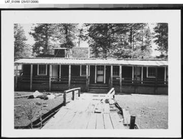Front view of Adams Lake cabin at Vermejo Ranch