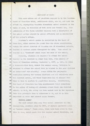 Statement of Facts re: Pasadena school case