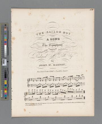 The sailor boy : a song / the symphony composed & respectfully dedicated to Richard M. Dell. Esq. by John W. Barney