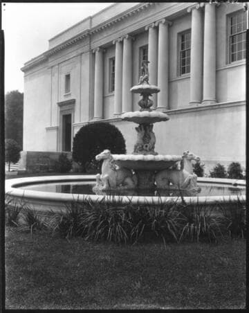 Library building and fountain
