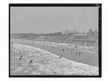 Beach clubs and beachgoers, Santa Monica, California