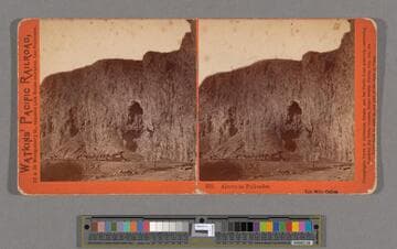 Alcove in Palisades, Ten Mile Cañon. [Without railroad tracks at right of image]