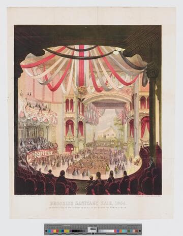Brooklyn Sanitary Fair, 1864. Interior view of the academy of music, as seen from the dress circle